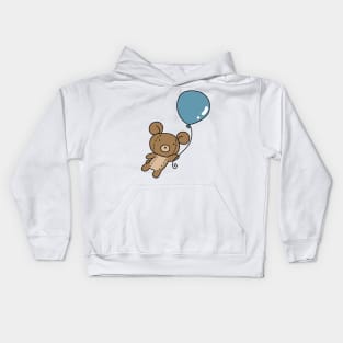 Blue Balloon Teddy Bear Kids Hoodie